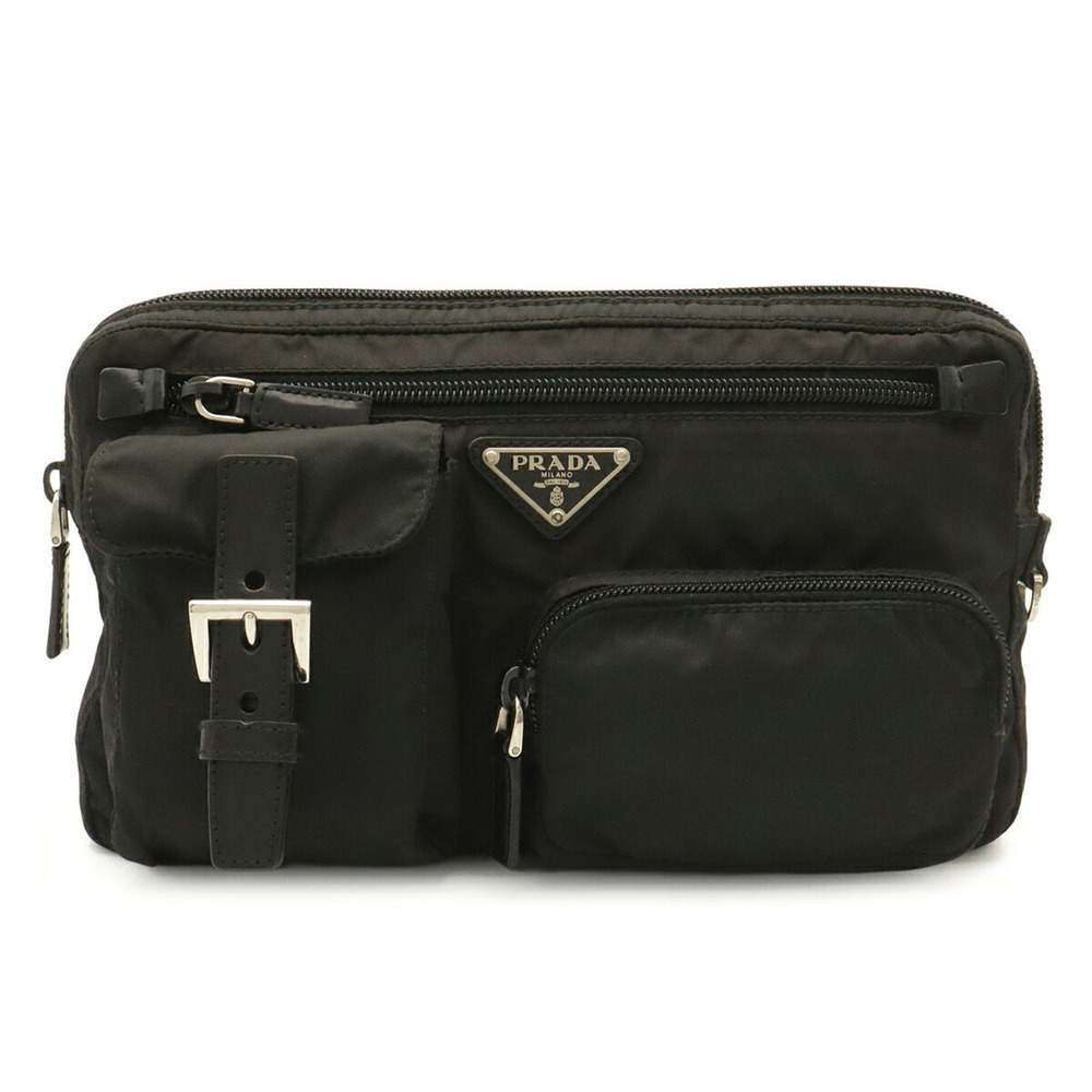 PRADA Triangle Bag, Body Waist Pouch, Nylon Leather, NERO Black, BM0008